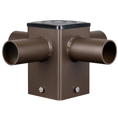 Adaptateur carré quadruple quadrilaté de 4 pouces, 4 tenons horizontaux 90 ° en acier bronze pour feu de position ajustable à DEL, convient aux poteaux carrés de 4 pouces