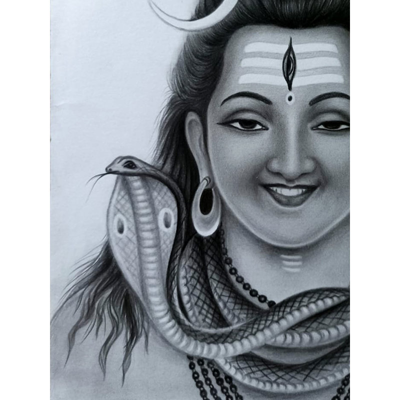 Portrait du dieu Shiva | Graphite moyen | Par Sunil Kumar