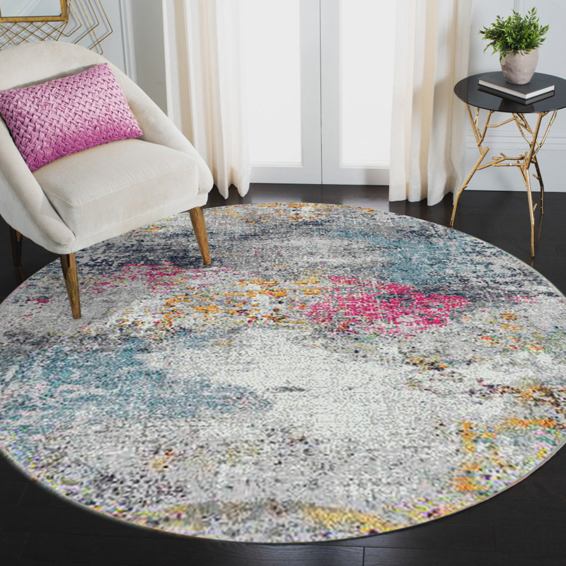 Tapis bleu et rose 7 pi