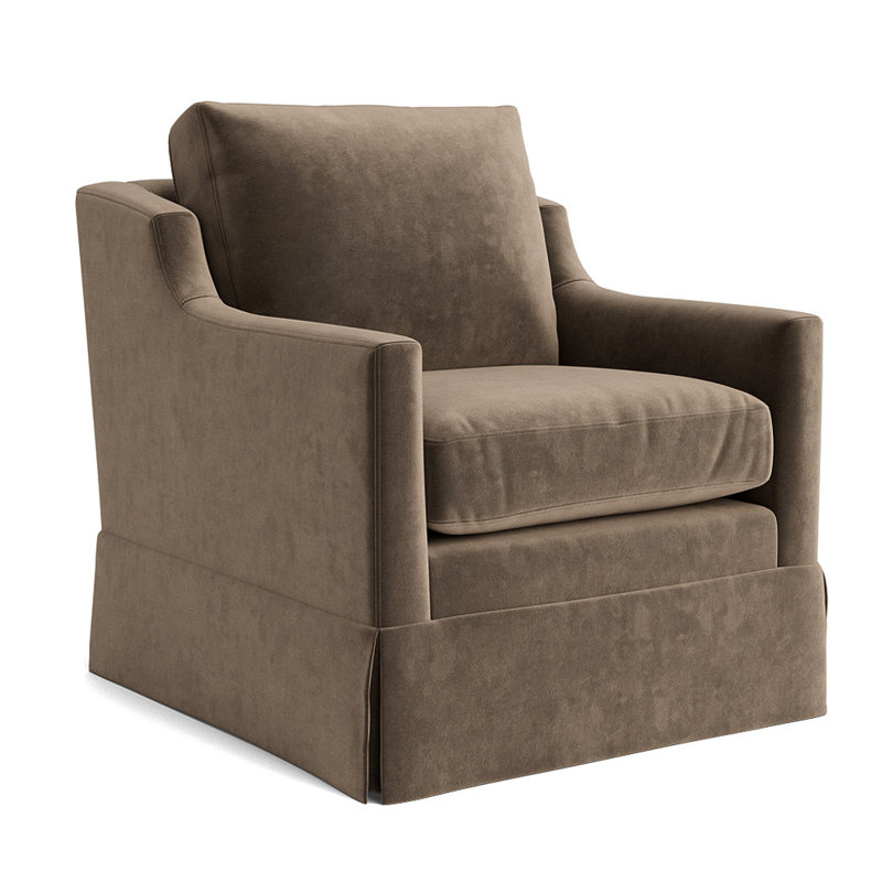 Gigi Upholstered Swivel Armchair, Performance Velvet - Otter