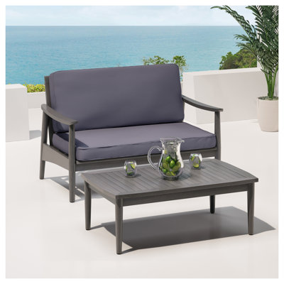 Ensemble de causeuse et de table basse de patio, ensemble de mobilier de patio avec coussin, ensemble de conversation