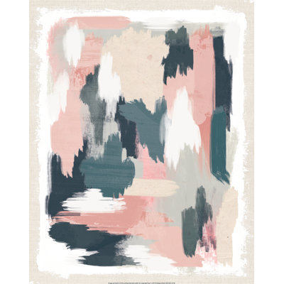 Bleu marine et rose coups de pinceau abstraits - imprimé