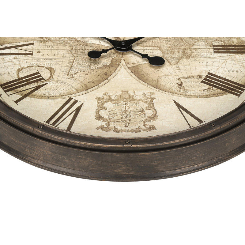 Horloge murale, horloge murale ronde 20 po, brun antique, transitionnel