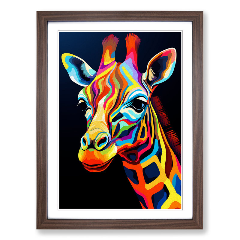 Giraffe Op - Framed Print, Walnut, 34cm H x 25cm W x 2cm D