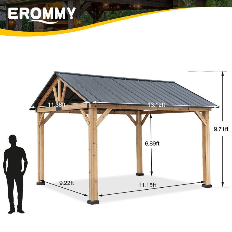 13 pi. L 11 pi. D Pavillon de jardin en bois massif