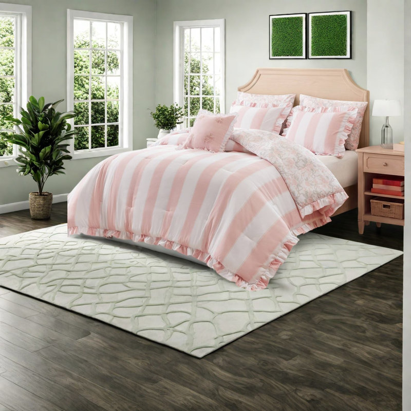 Striped and Toile Comforter Set