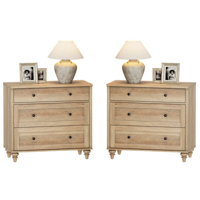 Corretta Nightstand For Bedroom With 3 Drawers, Mid Century Modern Wooden Closet Storage Organizer