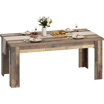 Table de salle à manger en bois 63/71 pouces pour 6 à 8 personnes, grande table de cuisine robuste pour grande famille