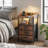 Nightstands With Charging Station, Mid Century Modern End Side Table, Bedside Table, Rustic Brown