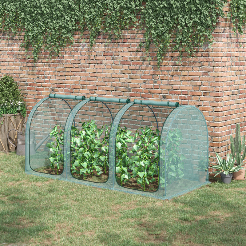 47.25' W x 47.25' D Mini Greenhouse, Green, 47.25" H x 106.25" W x 47.25" D