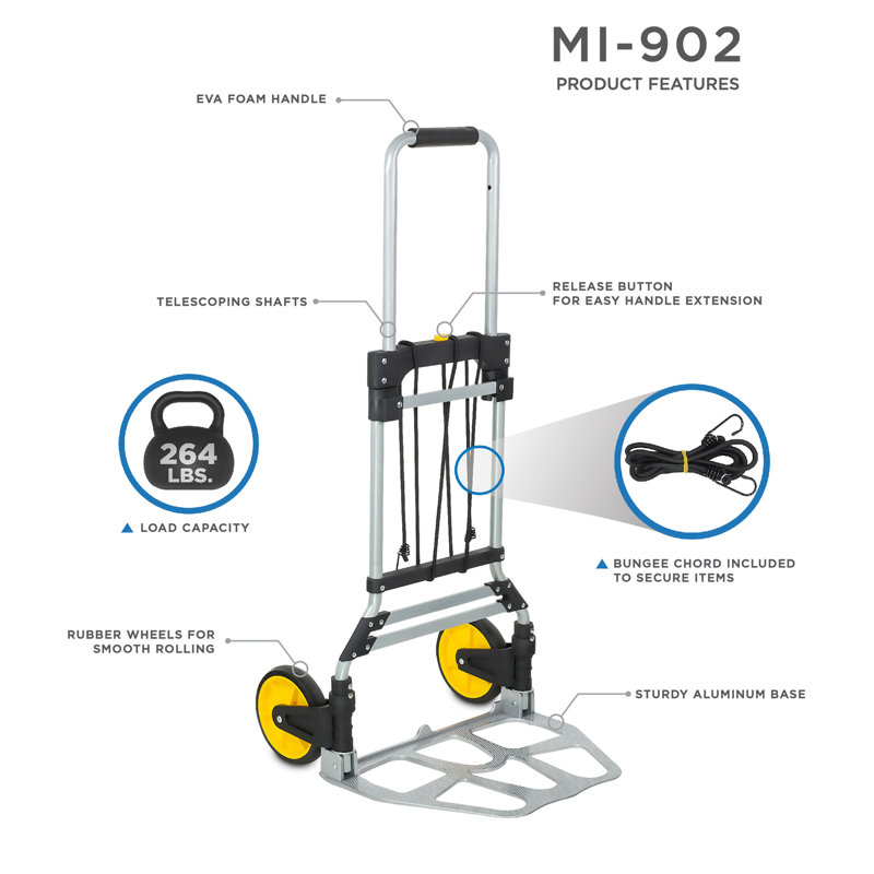 Heavy-Duty Folding Hand Truck with Telescoping Handle and Strap