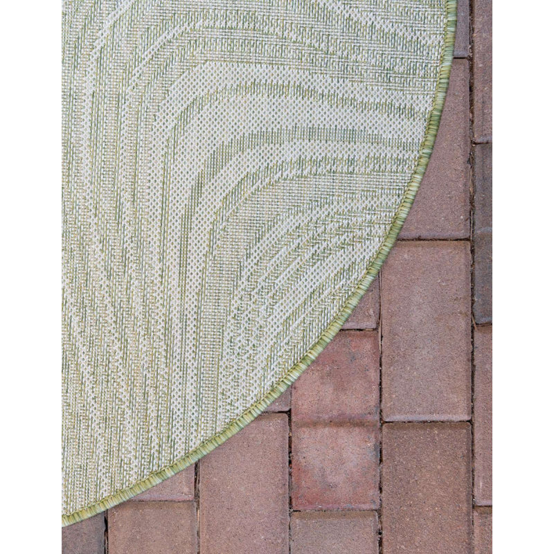 Tapis d'extérieur Iris couleur fougère, Rond 4 pi