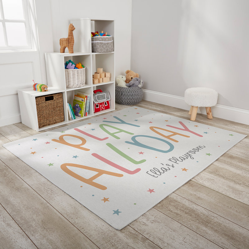 Polka Dots Handwoven White/Brown/Green Area Rug, Rectangle 4' x 5'