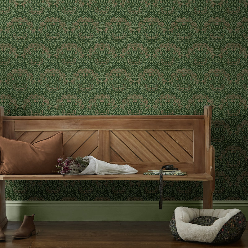 William Morris Michaelmas Daisy Midnight Wallpaper, Green