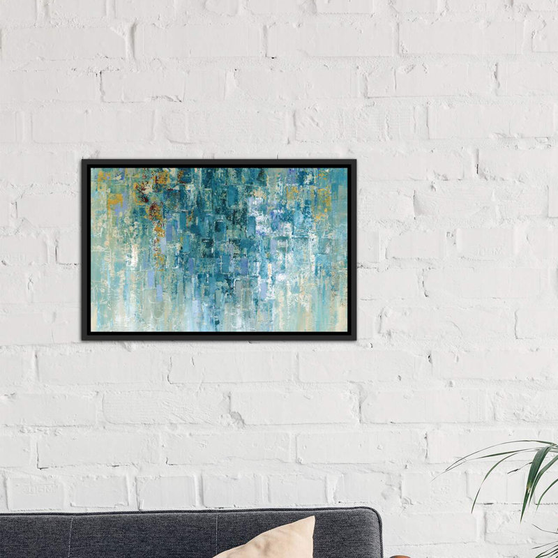 «I Love the Rain» par Nan - reproduction, H 40 po x l 60 po x P 1,5 po, Toile avec cadre noir patiné