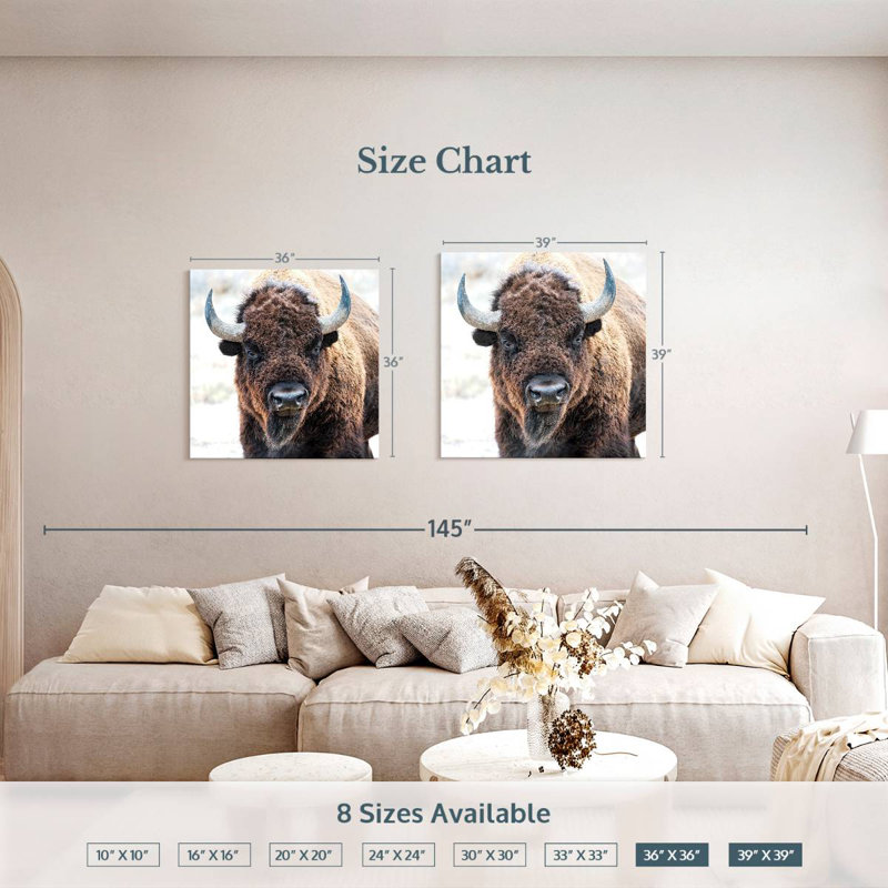 Brampt American Bison - A National Treasure, 36" H x 36" W