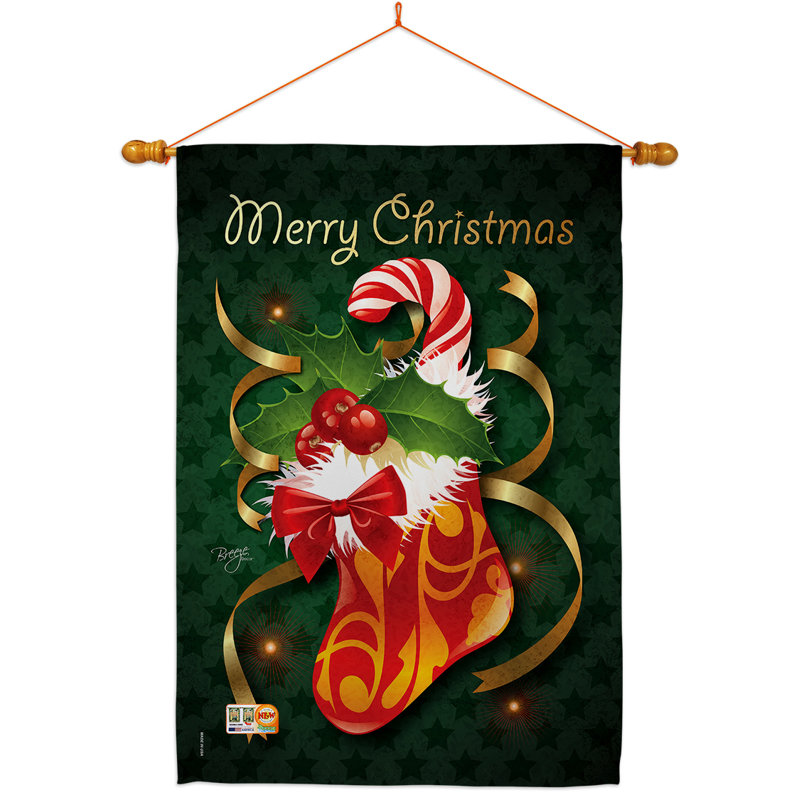 Bas de Noël à 2 faces en polyester 40 x 28 po Ensemble de drapeaux