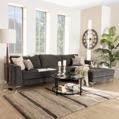 Canapé modulaire rembourré Anna-Leigh au fini gris, H 34,10 po x l 117,23 po x P 106,10 po