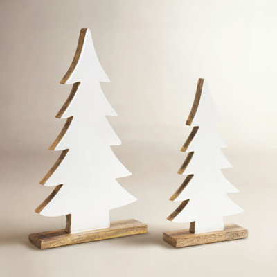 2-Piece Tabletop Tree on Wood Base Set