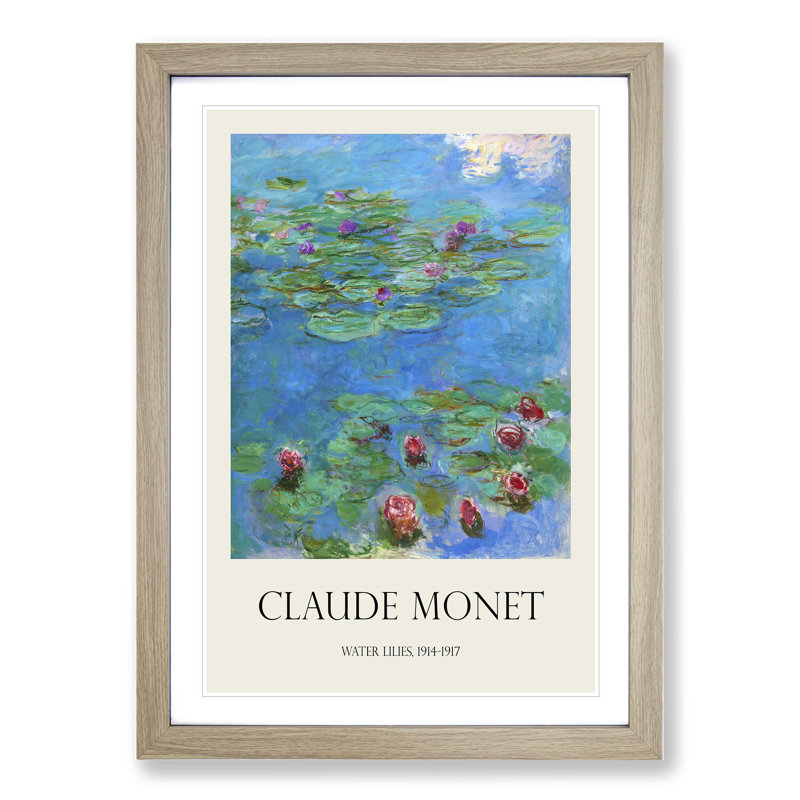 Water Lilies Lily Pond Vol.33 by Claude Monet - Picture Frame Art Prints, 65cm H x 48cm W x 2cm D, Oak Framed