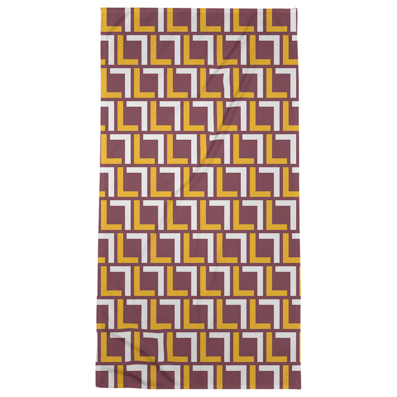 Bath Towel, Burgundy/Gold/White
