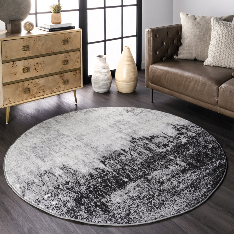Virginia Black/Gray Area Rug, Round 5'