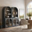 Bibliothèque 71 po de hauteur avec portes en verre et ébène-1325720134