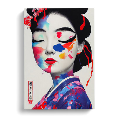 Geisha Paint Splashed No.3 - Wrapped Canvas