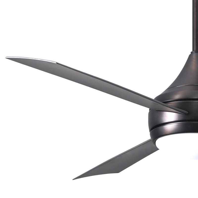 Donaire LED Outdoor Downrod Ceiling Fan, Brushed Bronze, Brushed Stainless
