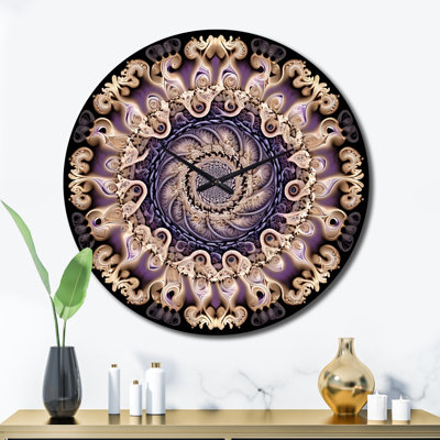 Purple Fractal Galactic Mandala III - Fractals Wall Clock