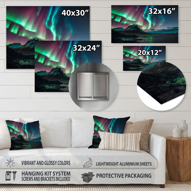 Décoration murale Northern Lights Reflection, H 12 po x l 20 po x P 1 po