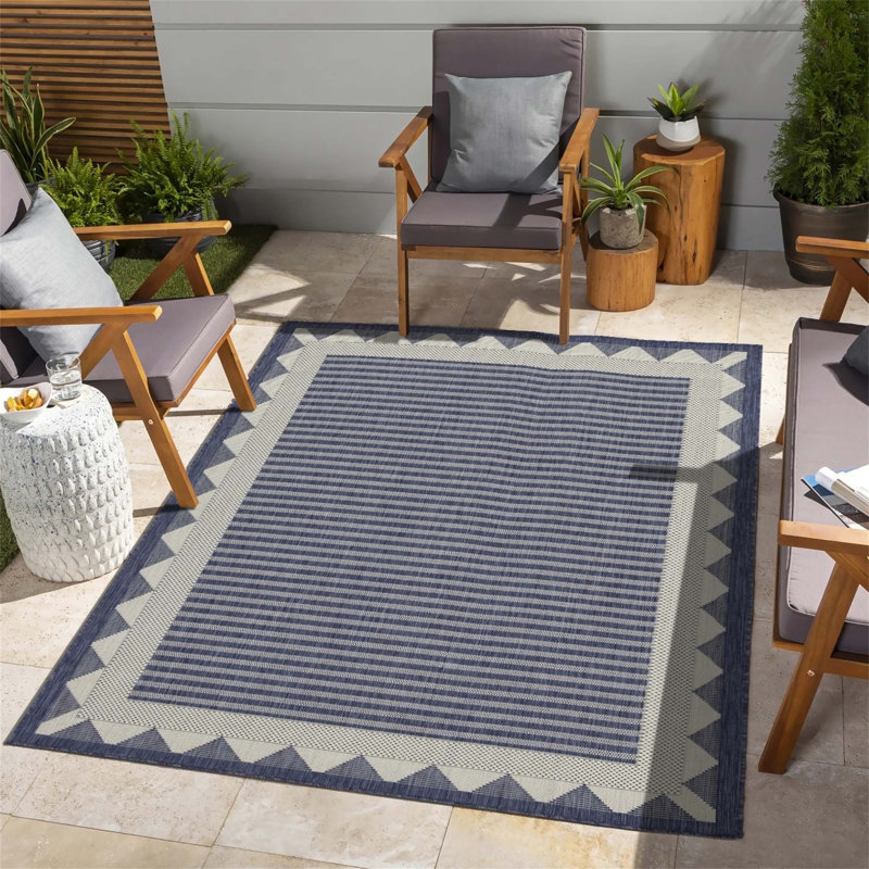 Sunshine Blue Indoor/Outdoor Area Rug, Rectangle 5'3" x 7'3"