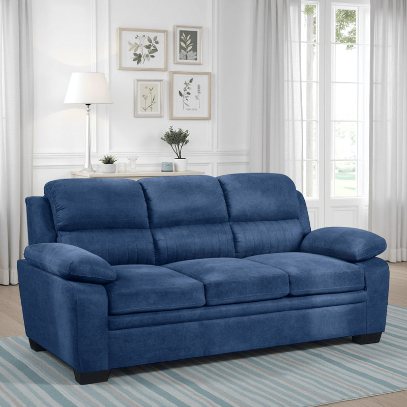 Mellitz 58'' Upholstered Pillow Top Arm Loveseat, Blue , 35" H x 80" W x 35.5" D