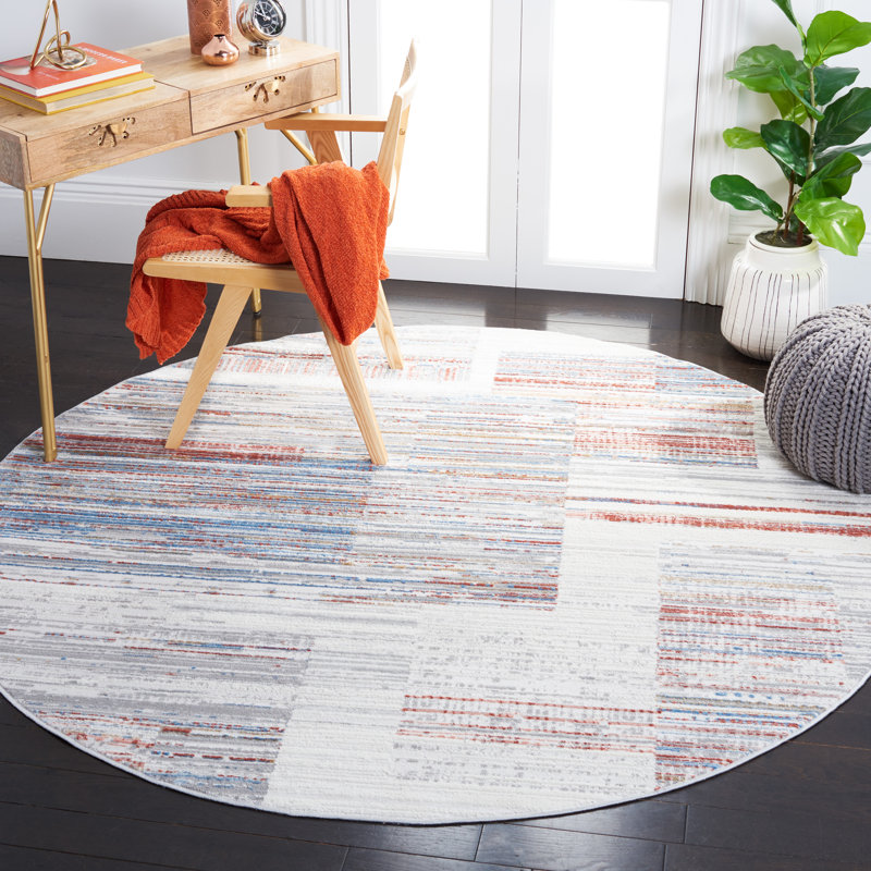 Shivan 100 Performance Abstract Rug, Round 6'7"