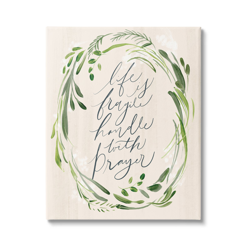Religious Prayer Phrase Script Botanical Leaf Border by Caverly Smith - Wrapped Canvas Print, 40" H x 30" W x 1.5" D