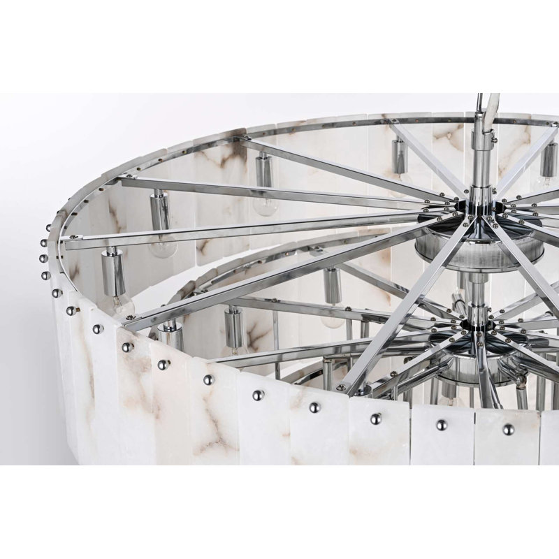 Lustre en albâtre 40 pouces Intisar, Chrome chrome