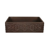 30" Hammered Copper Apron Front Single Basin Kitchen Sink with Scroll Design