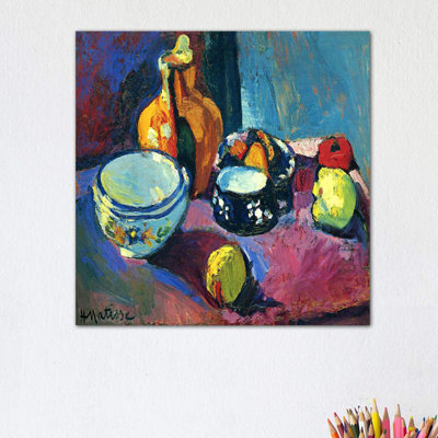 Dishes & Fruit by Henri Matisse - Wrapped Canvas Painting