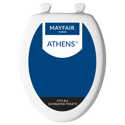 Athens Mayfair Westport 1844EC Wood Toilet Seat with Easy Clean & Change Hinges, Elongated, White