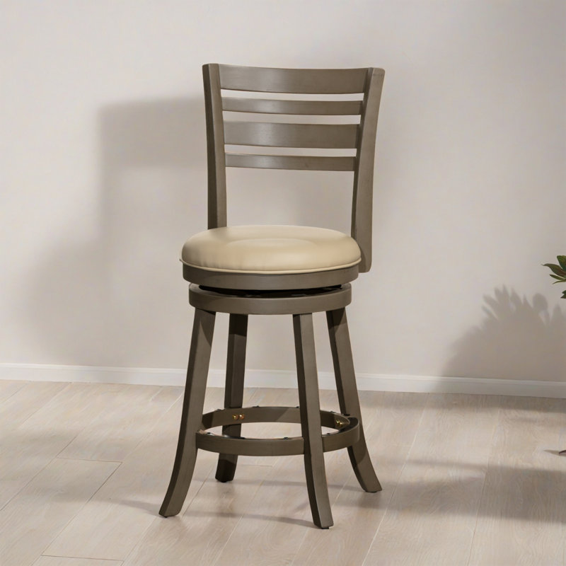Tabouret de bar pivotant à hauteur de comptoir 24,02 po (ensemble de 1), Gris français / gris