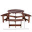 Table d'extérieur pour 6 à 3 bancs encastrés, trou de parasol, surface rustique, brun, 6 trous de pique-nique, bancs, imperméable, jardin