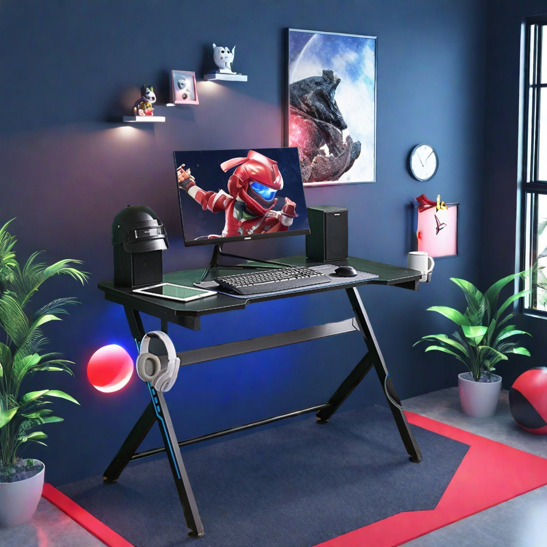 Inbox Zero 48in R-Shaped Gaming Desk with Mouse Pad Inbox Zero 