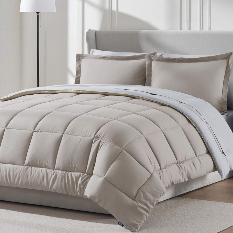 Bed-in-A-Bag Reversible Comforter Set with Bed Sheets, Linen, Queen Comforter + 7 Additional Pieces