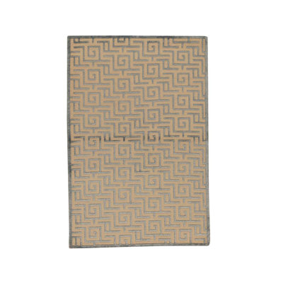 Tapis rectangulaire noué à la main gris ardoise / brun clair 4 pi x 6 pi