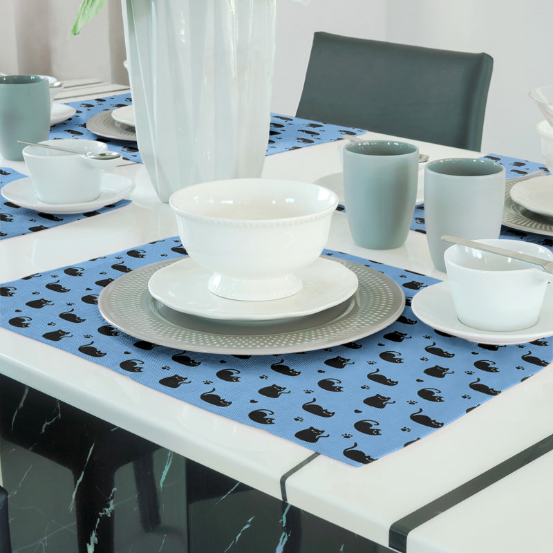 Napperon en coton 18 po Cat, Bleu