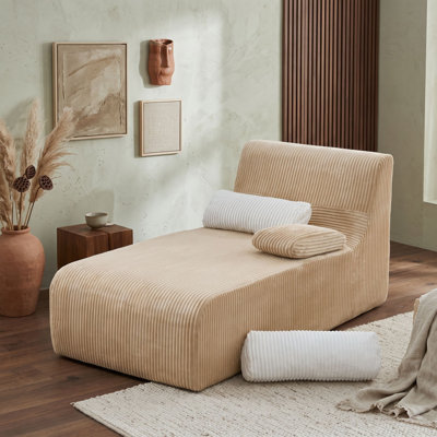Modular Corduroy Chaise Sofa with Curved Ergonomic Seat and Backrest for Living Room