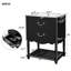 Bathroom Vanity with Ceramic Sink, Bathroom Cabinet with Two Soft-Close Drawers and an Open Shelf, Vintage Elegant Wave Design