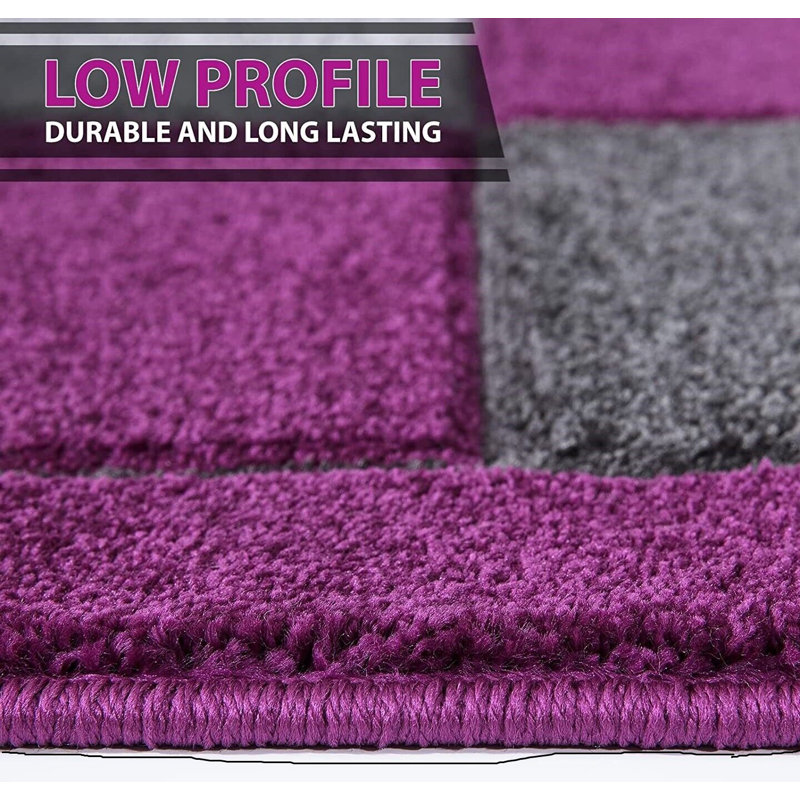 Caythan Non-Slip Indoor Doormat, Purple/Grey