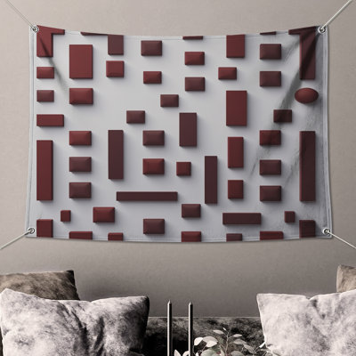 Tapisserie murale formes géométriques rouges - Décoration murale géométrique