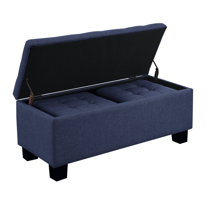 Markleville Polyester Upholstered Storage Bench, Blue
